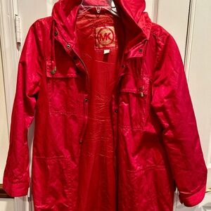 Michael Kors Crinkly Red Raincoat XL